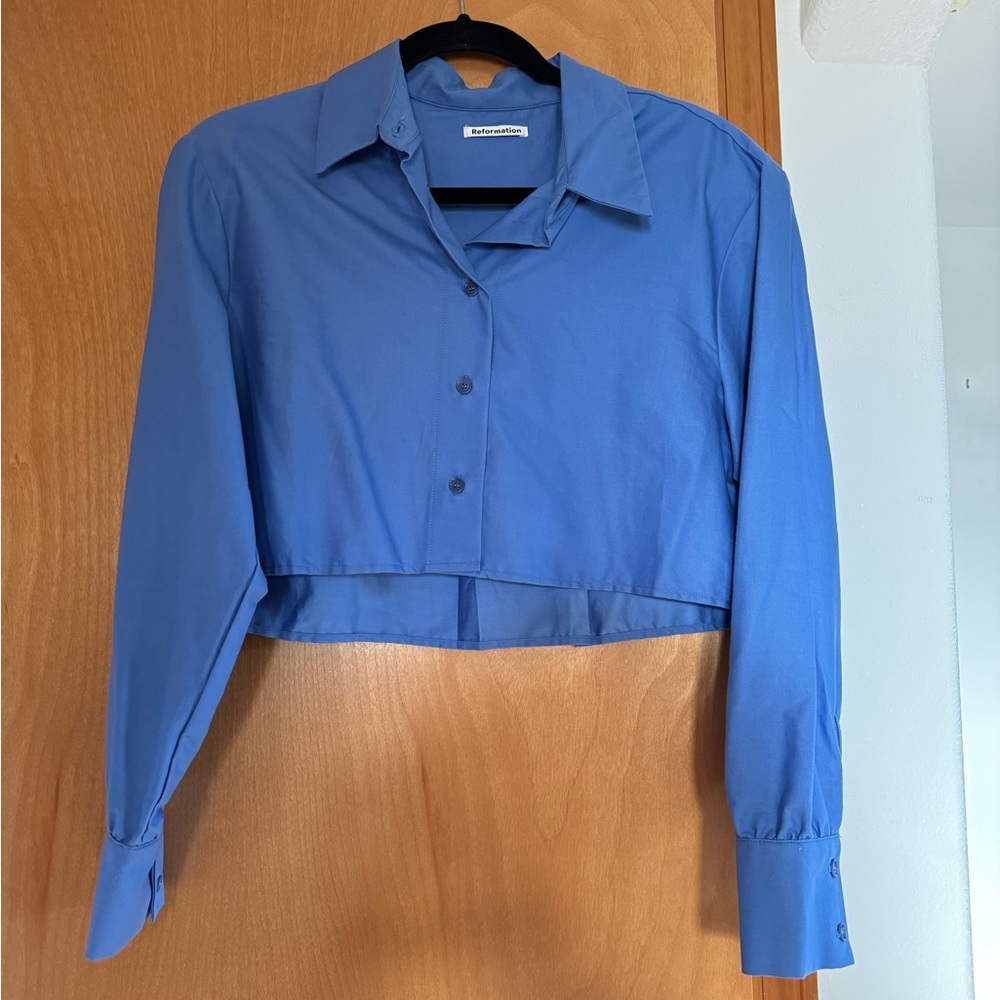 Reformation Noah Crop Button-Up Shirt